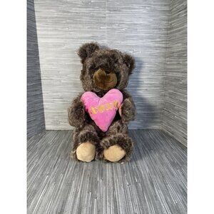 Hug Fun Soft Brown Teddy‎ Bear Stuffed Plush Pink Heart Valentines XOXO